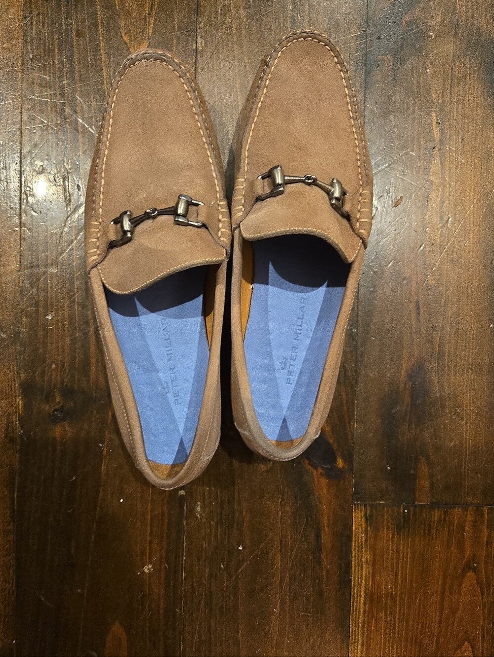 Peter Millar Horse Bit Driving Loafers Mens 9 Medium Brown Suede Travel Moc